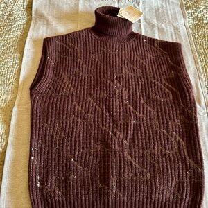 Brunello Cucinelli Burgundy Turtleneck Sweater, NWT, size S